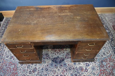Lot 41 - A 19th century mahogany pedestal desk, with an...