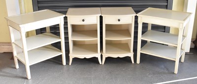 Lot 67 - A pair of modern white painted three tier side...