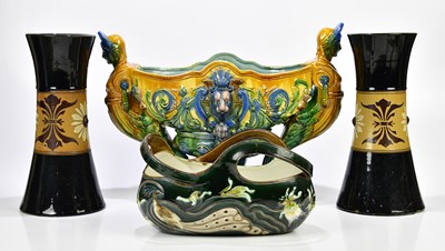 Lot 1388 - A large majolica centrepiece, height 35cm,...