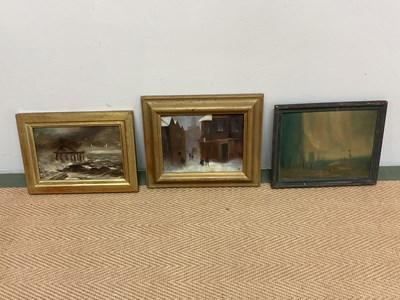 Lot 333 - Three small oils on board, mixed subject...