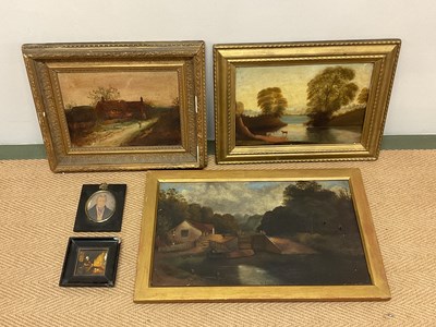 Lot 327 - Five oil paintings, mixed subject matter, framed