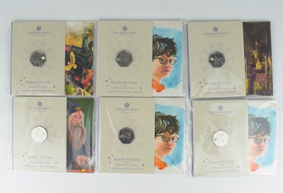 Lot 939 - ROYAL MINT; six 'Harry Potter and the...