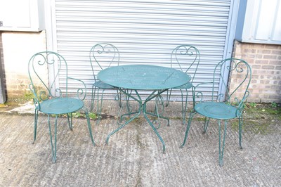 Lot 144 - A green painted wrought iron circular garden...