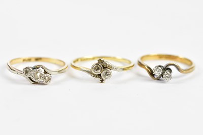 Lot 205 - Three 9ct yellow gold and tiny diamond set...