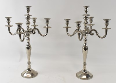 Lot 701 - A large pair of five branch silver plated...