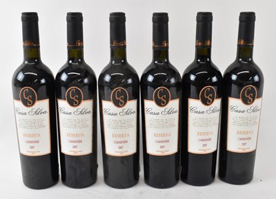 Lot 284 - RED WINE; six bottles of Casa Silva, Carmenère...