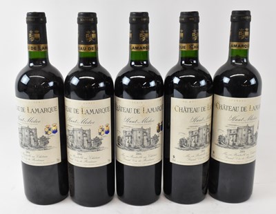 Lot 281 - RED WINE; five bottles of Château de Lamarque...