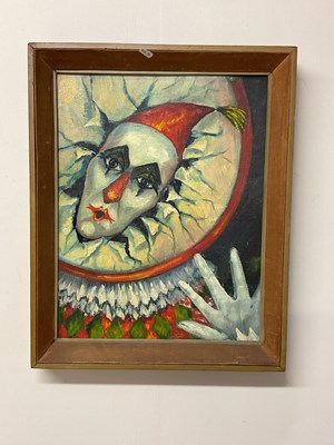 Lot 352 - UNATTRIBUTED; oil on board, a clown, 48 x 37cm,...