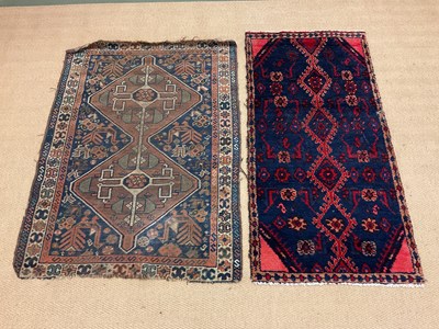 Lot 558 - Two blue Persian rugs, larger 118 x 86cm,...