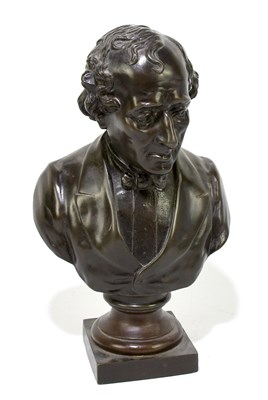 Lot 183 - A late 19th century bronzed spelter bust of...