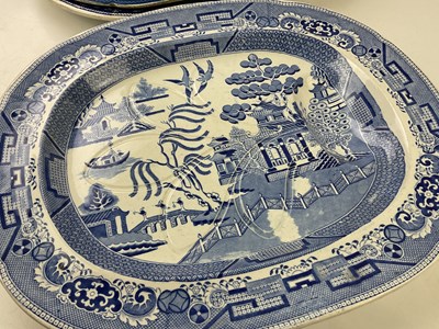 Lot 5429 - Five 19th century blue and white meat plates...