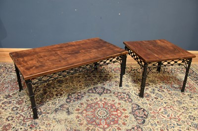 Lot 218 - A modern coffee table with hardwood top and...