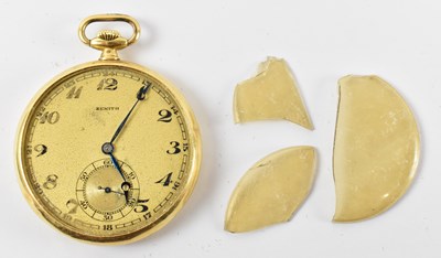 Lot 1010 - ZENITH; an 18ct yellow gold pocket watch,...