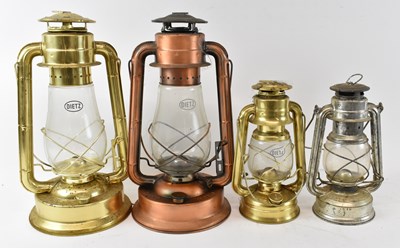 Lot 123 - Four assorted hurricane lamps.