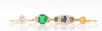 Lot 1030 - Four 9ct gold dress rings and a fine link...