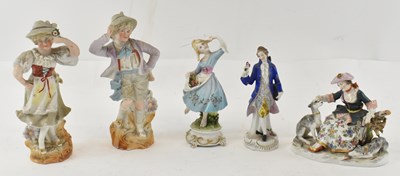 Lot 560 - A Continental porcelain figure group of a lady...