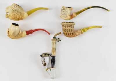 Lot 296 - A group of Meerschaum pipes, including one...