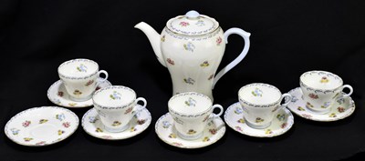 Lot 219 - SHELLEY; a part tea service with floral...