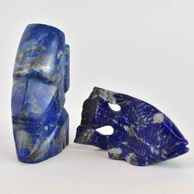 Lot 329 - A lapis lazuli model of a fish, width 13cm,...