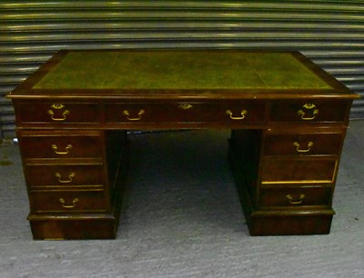 Lot 58 - A reproduction mahogany pedestal desk with...