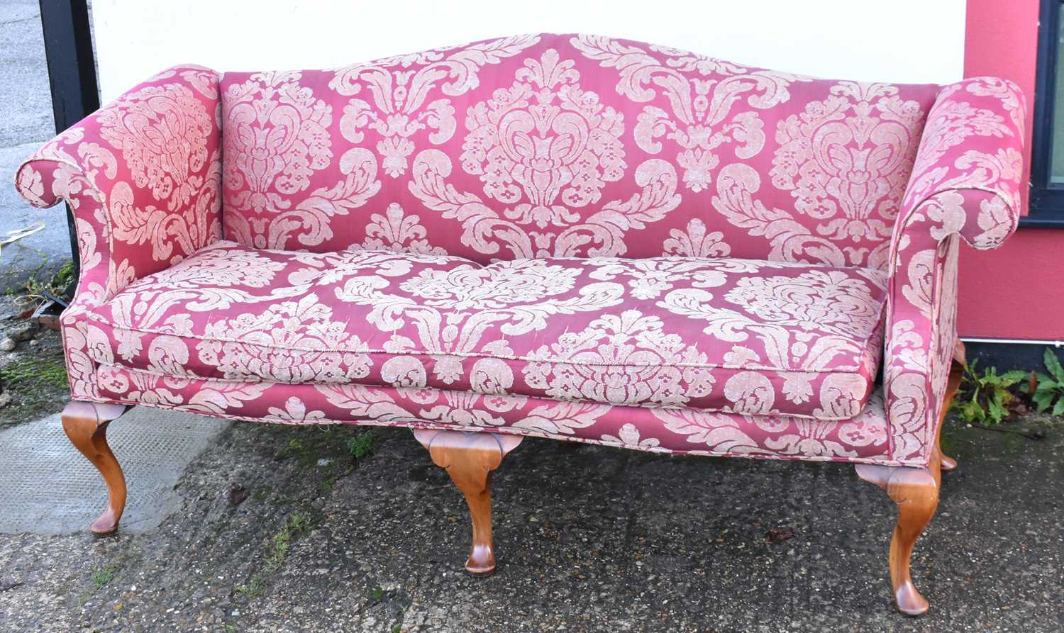 Lot 12 - A reproduction Queen Anne style upholstered...