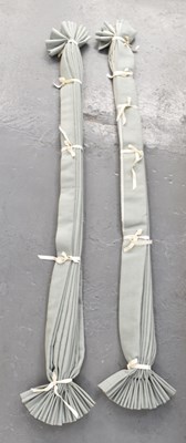 Lot 446 - A pair of pale green lined curtains.