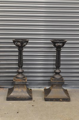 Lot 137 - A pair of substantial cast iron street lamp...