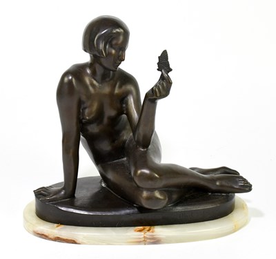 Lot 227 - A reproduction Art Nouveau style bronze figure...