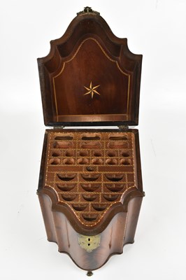 Lot 7 - A George III inlaid mahogany serpentine shaped...