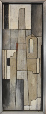 Lot 255 - RON WOOD (1922-2009); abstract oil on board,...