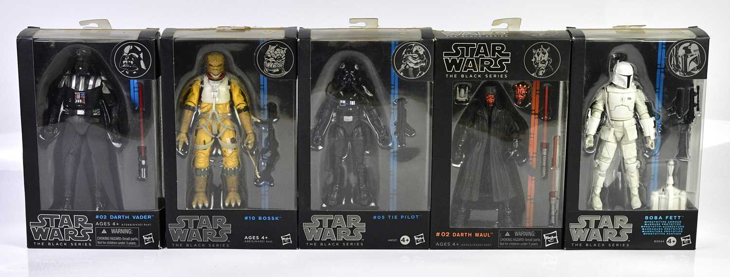 Lot 4439 - STAR WARS; five Black Series figures...