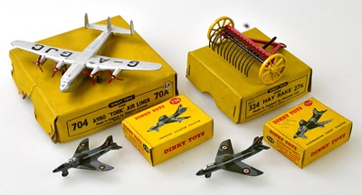 Lot 4546 - DINKY TOYS; four boxed model planes, 734...