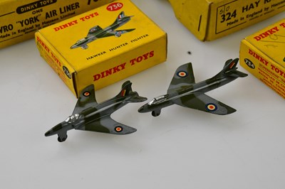 Lot 4546 - DINKY TOYS; four boxed model planes, 734...