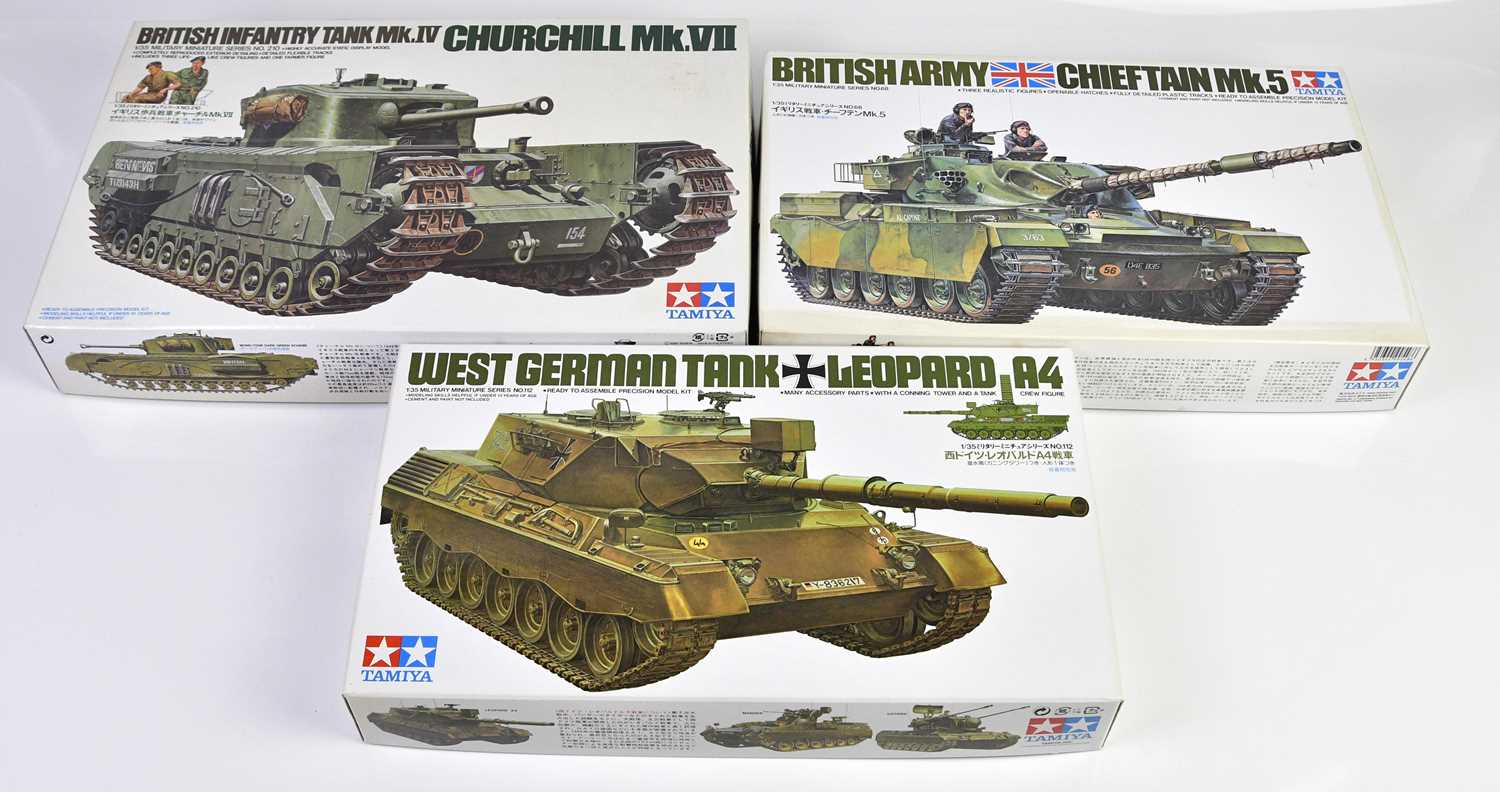 Lot 4486 - TAMIYA; a West German tank, Leopard A4, a...