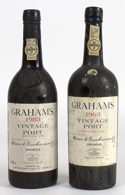 Lot 4057 - PORT; two bottles Graham's Vintage Port 1963...