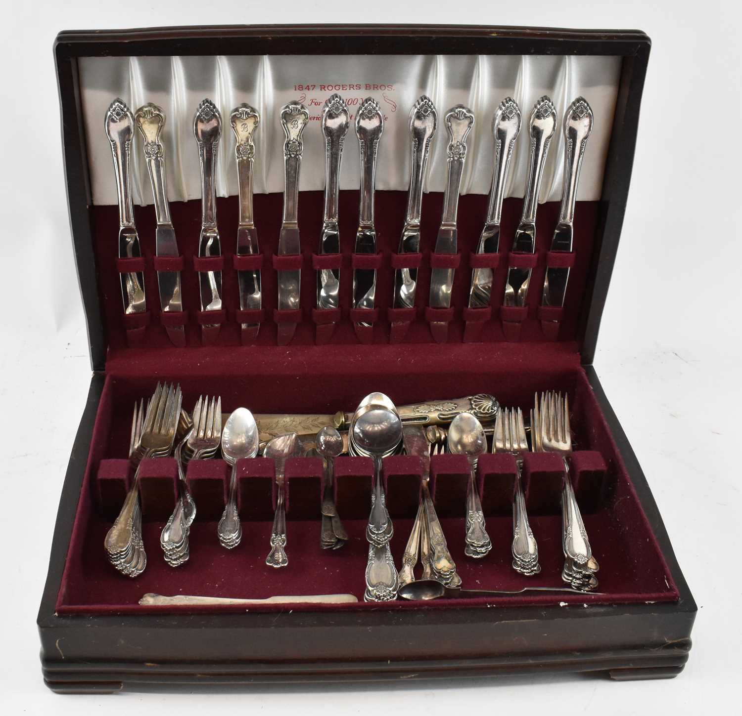 Lot 708 - A cased stainless steel part canteen of cutlery.