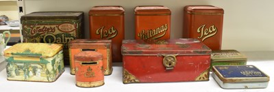 Lot 337 - A group of vintage tins including two tea tins,...