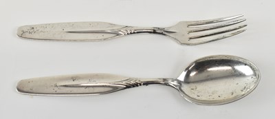 Lot 796 - An 830 grade fork and spoon set, combined...