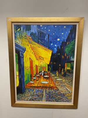 Lot 104 - AFTER VINCENT VAN GOGH; oil on canvas, cafe...