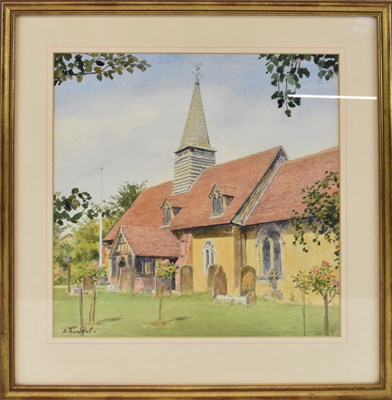 Lot 246 - ALBERT FRANKEL; watercolour, church scene,...