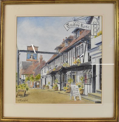 Lot 249 - ALBERT FRANKEL; watercolour, street scene, 'Ye...