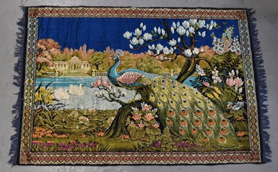 Lot 110 - A 20th century wall hanging rug depicting a...