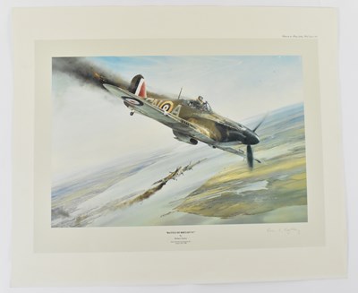 Lot 230 - ROBERT TAYLOR; print of the Battle of Britain...