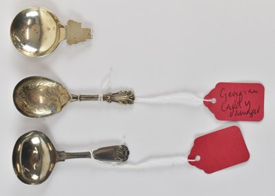 Lot 748 - Two Georgian hallmarked silver caddy spoons...