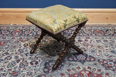 Lot 72 - A Victorian X-frame stool with floral top.