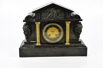 Lot 218 - A Victorian slate mantel clock of...