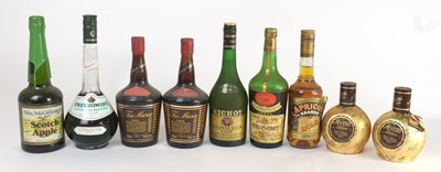 Lot 4096 - MIXED SPIRITS; nine bottles mixed spirits,...