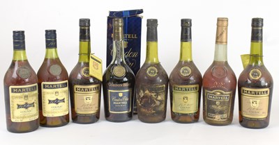 Lot 4073 - MARTELL; seven bottles cognac, and a single...