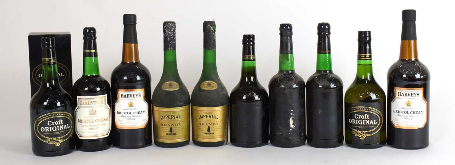 Lot 4099 - BRANDY; two bottles Sandeman Imperial Brandy,...