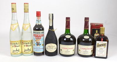 Lot 4104 - MIXED SPIRITS; seven bottles, including single...